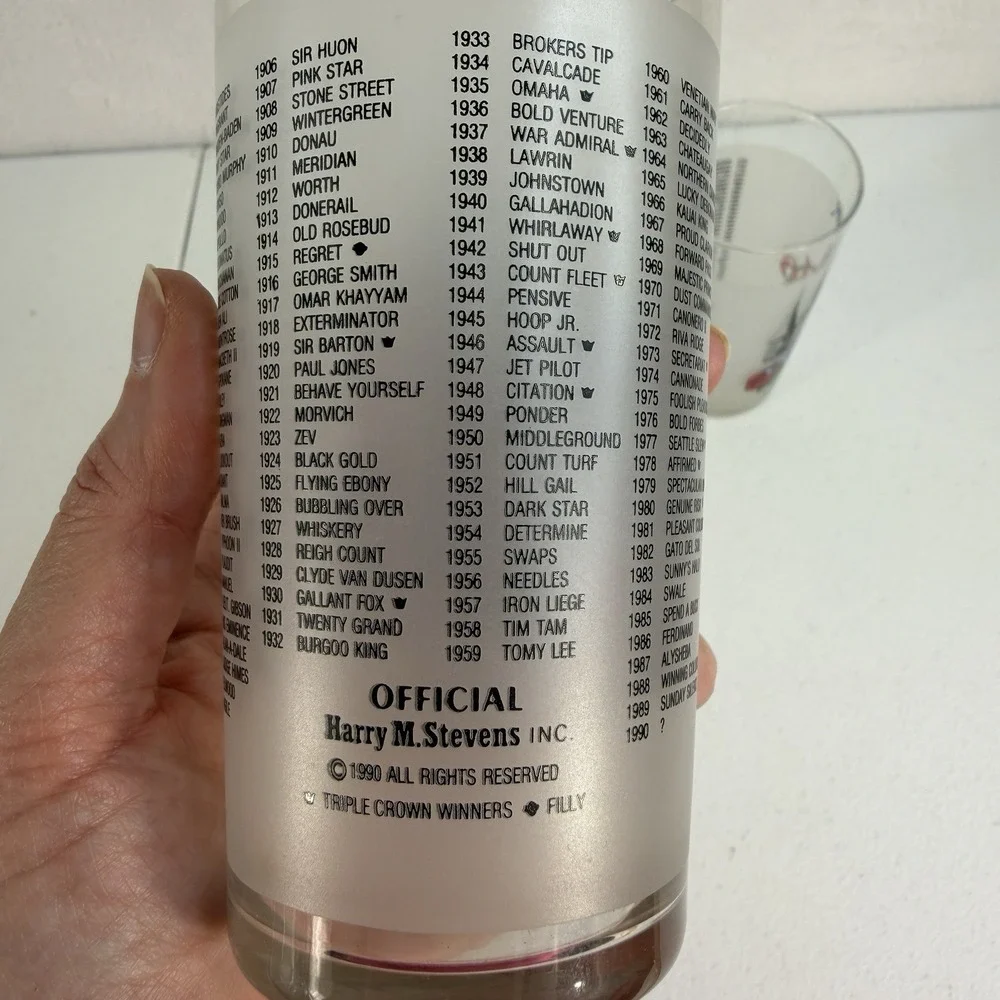 1990‎ Official Kentucky Derby Souvenir Collector Glasses Set of 2 Horse Racing
